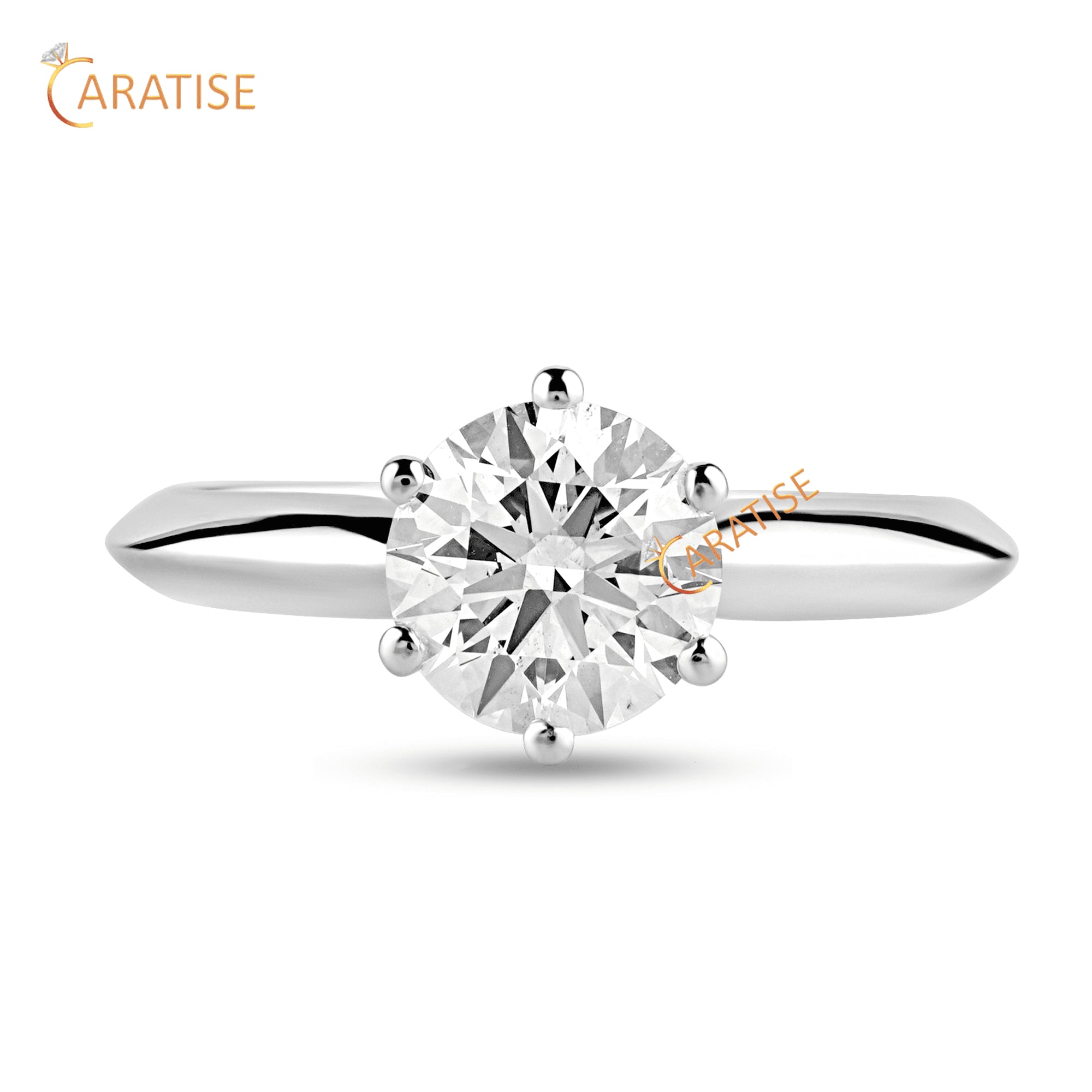 2.01 TDW Round Cut Diamond SolitaireRing 925 Silver