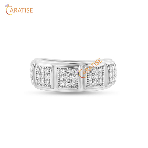 0.51 TDW Round Cut Moissanite Diamond Men's Band 925 Silver