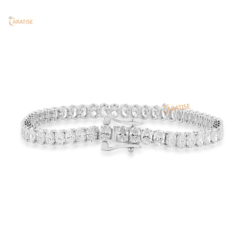 8.40 TDW Oval Cut Diamond Bracelet Tennis Bracelet 925 Silver