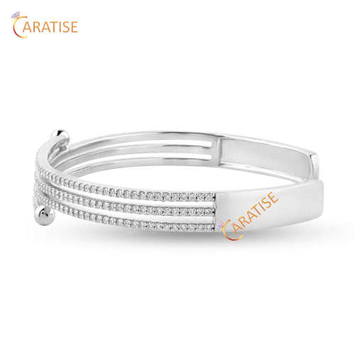 1.93 TDW Round Cut Diamond Bangle Bracelet 925 Silver