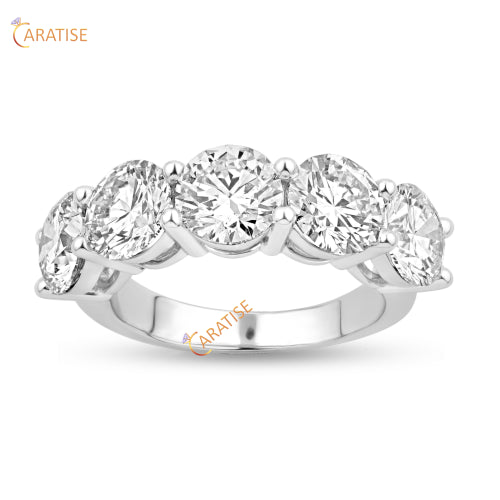 5.00 TDW Round Cut Diamond Eternity Band Ring 925 Silver