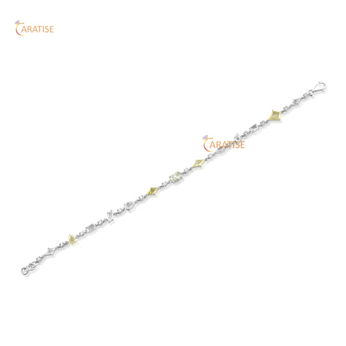 3.95 TDW Rose Cut,Round And Oval Cut Diamond Bracelet 925 Silver
