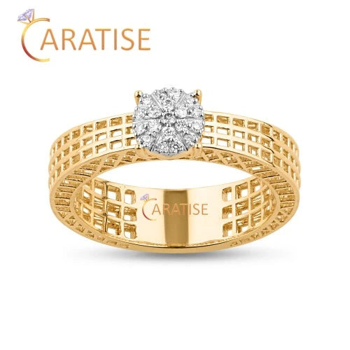 0.14 TDW Round Cut Diamond Engagement Ring 925 Silver