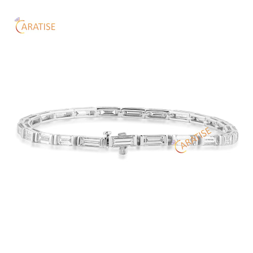 7.77 TDW Baguette Cut Diamond 925 Silver