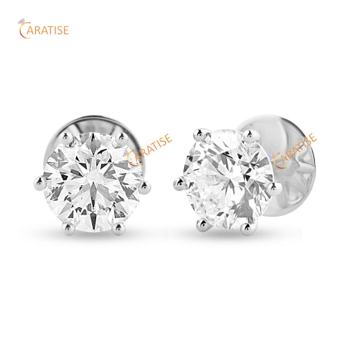 1.60 TDW Round Cut Diamond Stud Earring 925 Silver