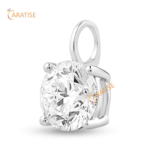 1.00 TDW Round Cut Diamond Solitaire Pendant 925 Silver
