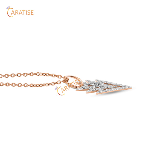 0.42 TDW Round Cut Diamond Custom Pendant With Chain 925 Silver