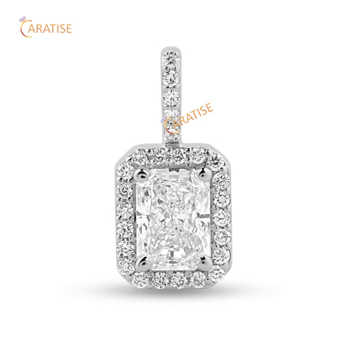 2.71 TDW Radiant And Round Cut Diamond Pendant & Earring 925 Silver