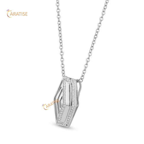 0.15 TDW Round Brilliant Cut Diamond Custom Pendant 925 Silver