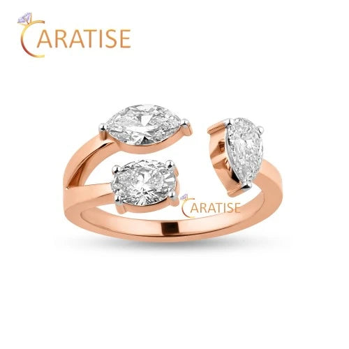 1.34 TDW Oval, Marquise & Pear Cut Diamond Three Stone 925 Silver