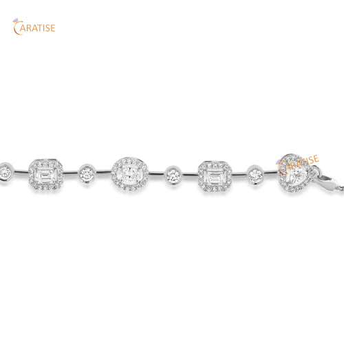 1.70 CT Round, Emerald, Oval And Heart Cut Diamond Bracelet 925 Silver