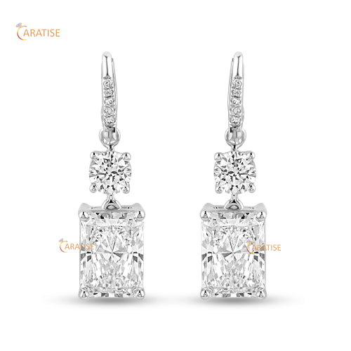 8.88 TDW Radiant & Round Cut Diamond Earring 925 Silver