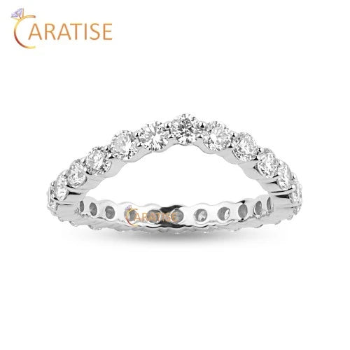 1.925 TDW Round Cut Diamond Ring 925 Silver