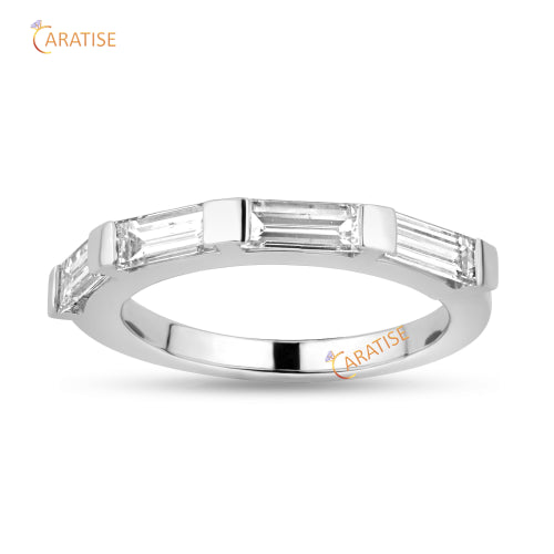 2.00 TDW Baguette Cut Moissanite Eternity Band Ring 925 Silver