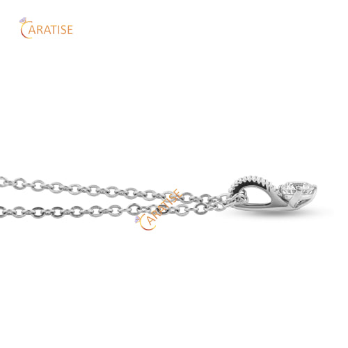 0.33 TDW Round Cut Diamond Solitaire Pendant With Chain 925 Silver