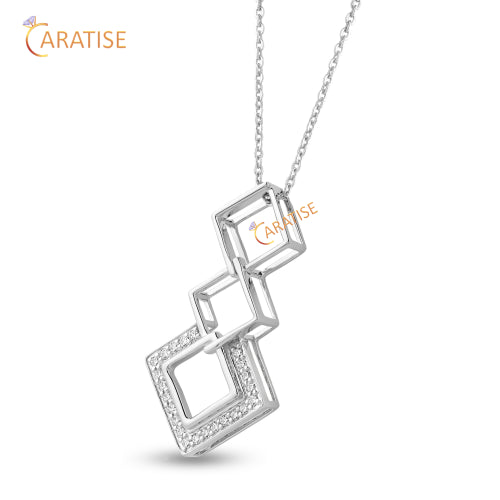 0.23 TDW Round Cut Custom Diamond Pendant With Chain 925 Silver