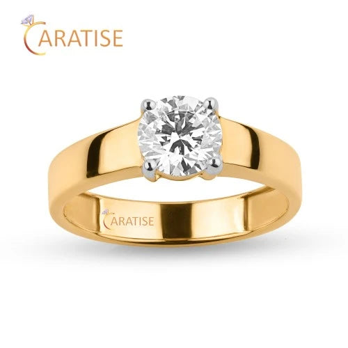 0.74 TDW Round Cut Diamond Solitaire Ring 925 Silver