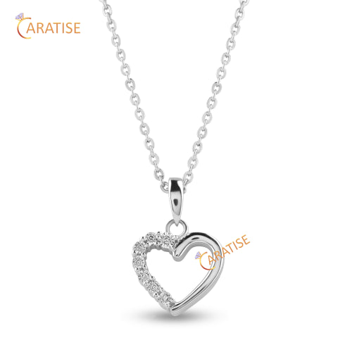 0.014 TDW Round Cut Heart Diamond Heart Pendant 925 Pendant