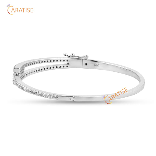 1.13 TDW Round Cut Diamond Diamond Bangle Bracelet 925 Silver