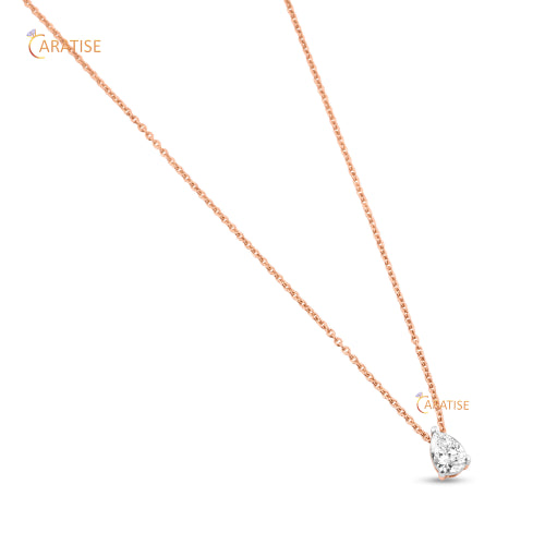 0.32 TDW Pear Cut Diamond Solitaire Pendant With Chain 925 Silver