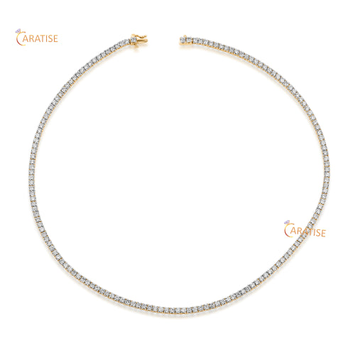 10.08 TDW Round Brilliant Cut Diamond Necklace 925 Silver