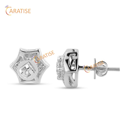 1.57 TDW Round Cut Diamond Stud 925 Silver