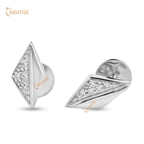 0.104 TDW Round Cut Diamond Earring 925 Silver