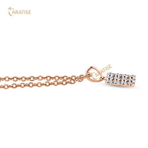 0.08 TDW Round Cut Diamond Custom Pendant With Chain 925 Silver