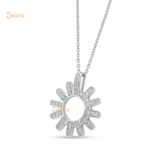 0.34 TDW Round Cut Diamond Custom Pendant With Chain 925 Silver