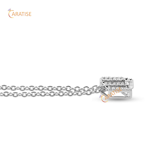 0.15 TDW Round Cut Diamond Custom Pendant With Chain 925 Silver