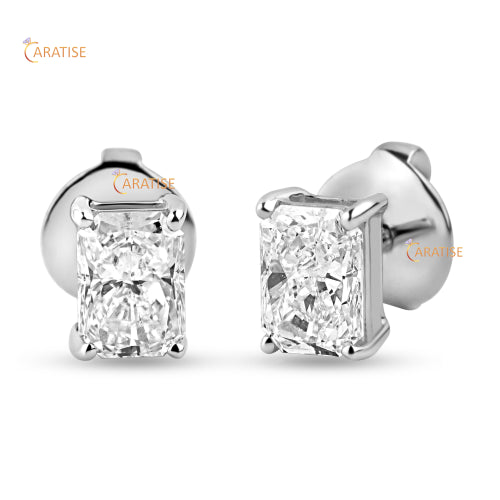 0.76 TDW Radiant Cut Diamond Earring 925 Silver