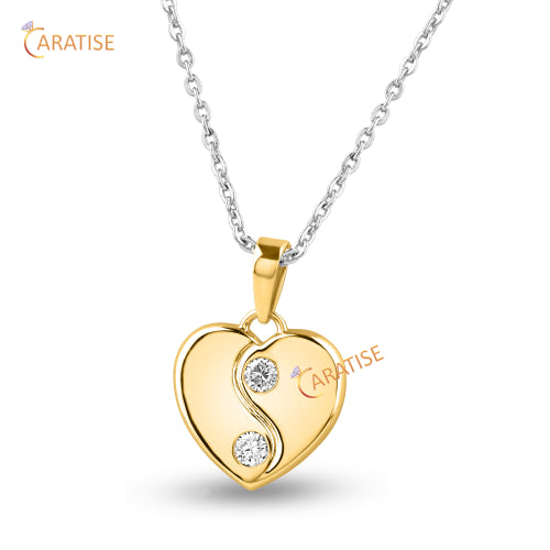 0.10 TDW Round Cut Heart Diamond Pendant 925 Silver