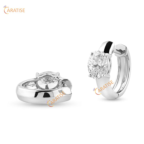 0.90 TDW Oval Cut Diamond Hoop Earring 925 Silver