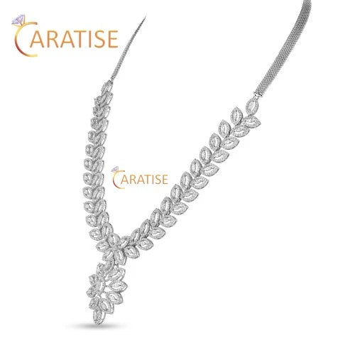 16.936 TDW Marquise & Round Cut Diamond Necklace 925 Silver