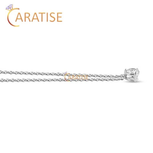 0.40 TDW Round Brilliant Cut Diamond Solitaire Pendant 925 Silver