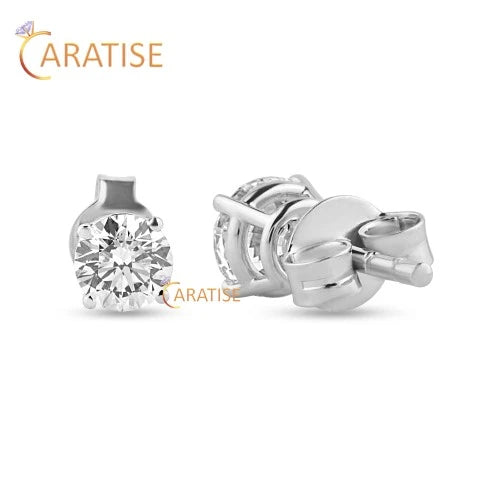 1.68 TDW Round Cut Diamond Stud Moissanite Diamond