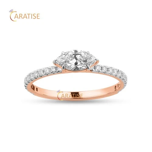 0.72 TDW Marquise & Round Cut Diamond Ring 925 Silver
