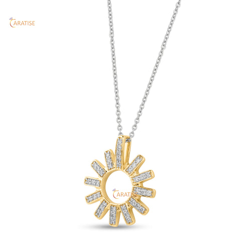 0.34 TDW Round Cut Diamond Custom Pendant With Chain 925 Silver