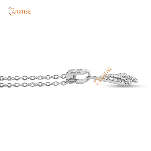 0.20 TDW Round Cut Diamond Custom Pendant With Chain 925 Silver