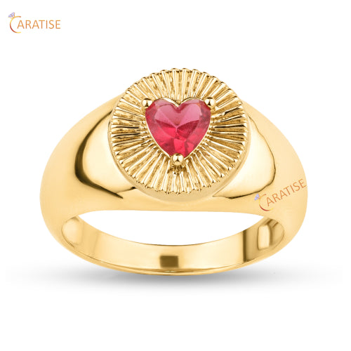 0.22 TDW Fancy Red Heart Cut Diamond Solitaire Ring 925 Silver