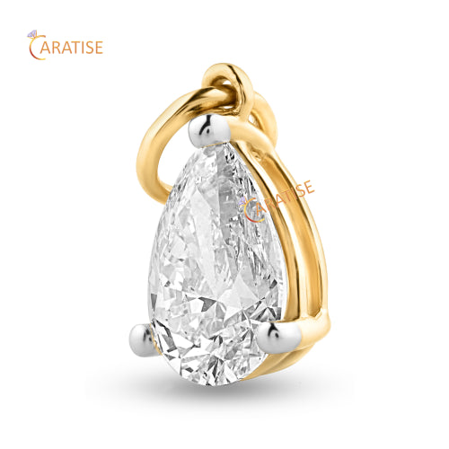 1.08 TDW Pear Cut Solitaire Diamond Pendant 925 Silver