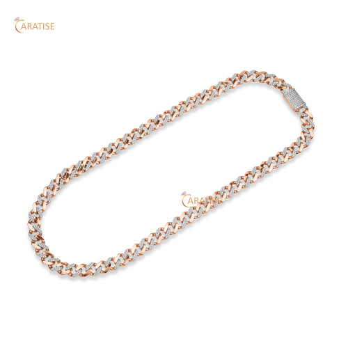 4.99 TDW Round Cut Diamond Cuban Chain 925 Silver