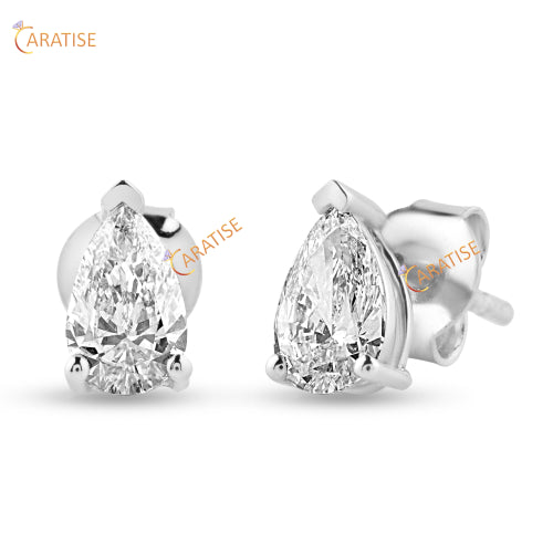 0.90 TDW Pear Cut Moissanite Earring 925 Silver