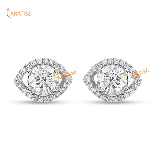 2.54 TDW Round Cut Diamond Earring 925 Silver