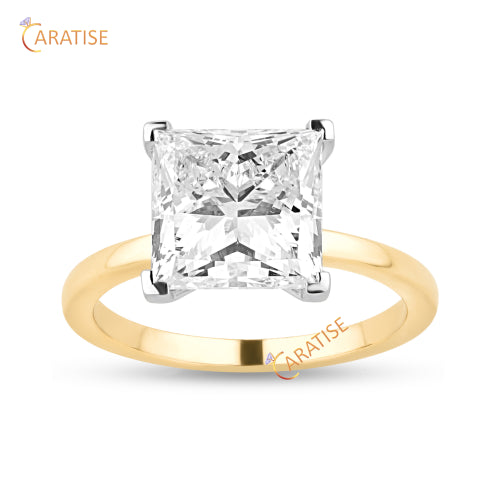 3.62 TDW Princess Cut Diamond Solitaire Ring 925 Silver