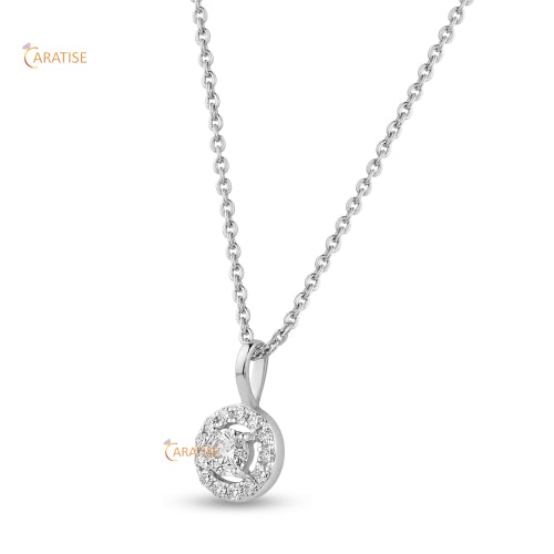 0.318 TDW Round Cut Diamond Custom Pendant With Chian 925 Silver