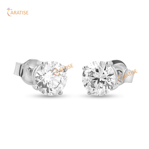 0.97 TDW  Round Cut Moissanite Diamond Stud 925 Silver