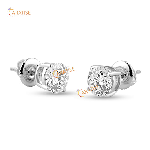 1.07 TDW Round Cut Diamond Earring 925 Silver