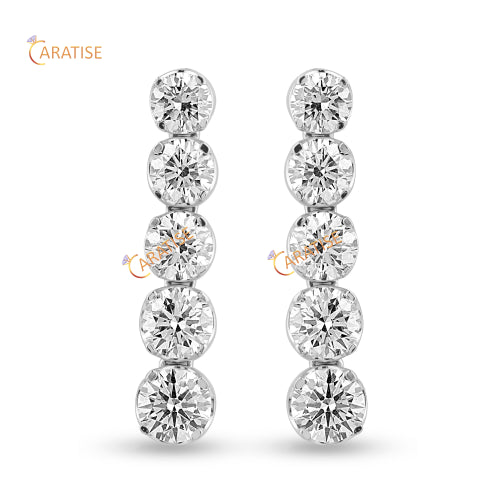 17.34 TDW Round Cut Diamond Necklace 925 Silver