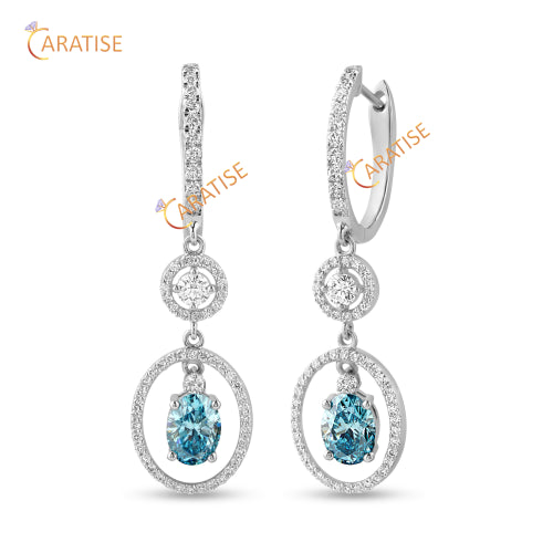 2.59 TDW F.B. Oval And Round Cut Diamond Earring 925 Silver